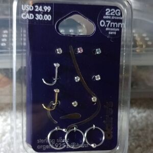 Claire's Sterling Silver and Gold Nose Ring Set